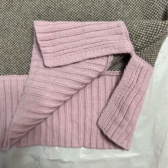 Zaket and Plover Pink Gray Merino Birds Eye Intarsia Mock Neck Sweater Size M - Picture 7 of 13